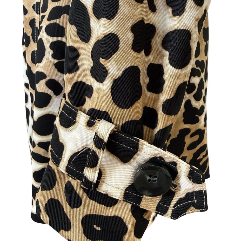 Cache Leopard Print Trench Coat Jacket Belted Animal Print Size S - Picture 13 of 13